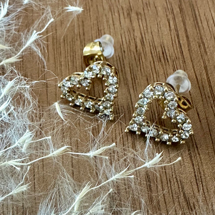 Boucles d'oreilles Cœur Strass - Dorée