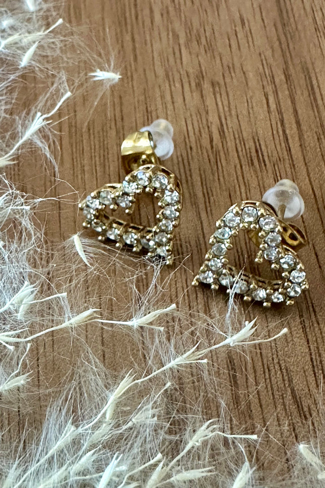 Boucles d'oreilles Cœur Strass - Dorée