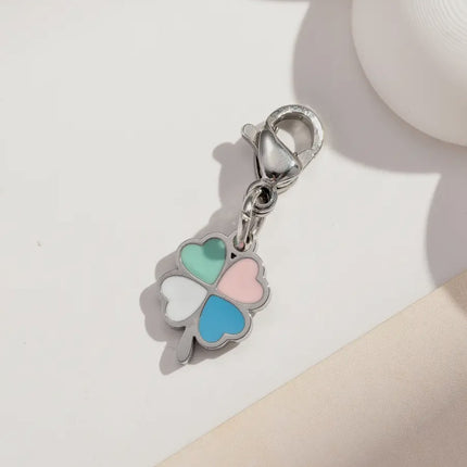 Charm Trèfle coloré - Argenté