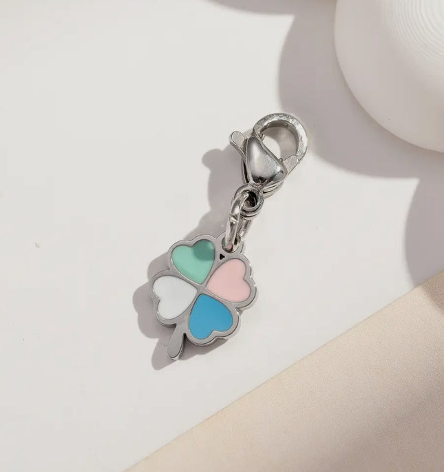 Charm Trèfle coloré - Argenté