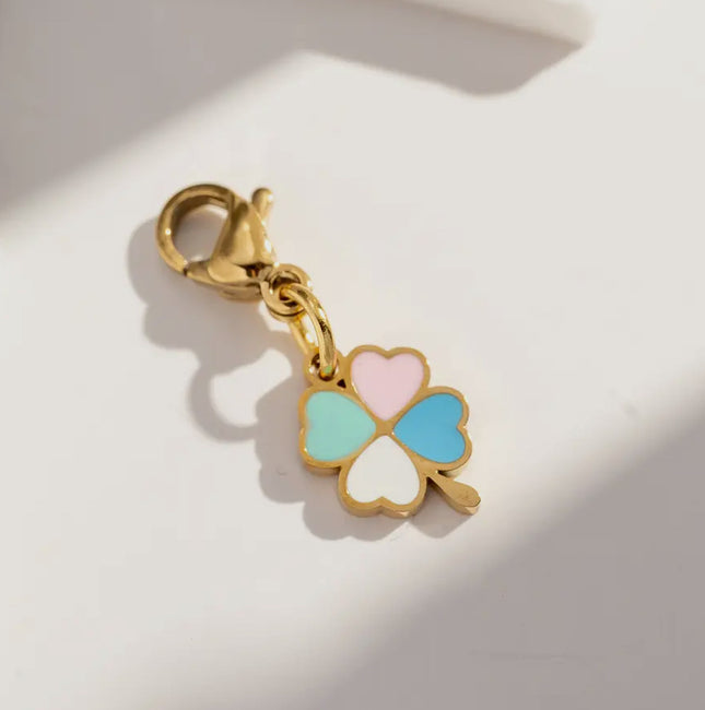 Charm Trèfle coloré - Doré