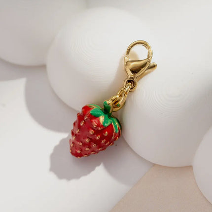 Charm Fraise rouge - Doré
