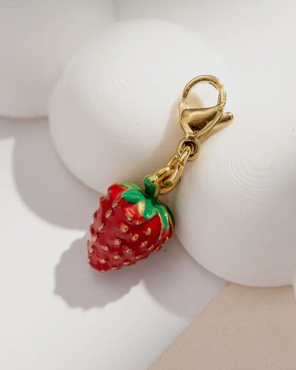 Charm Fraise rouge - Doré