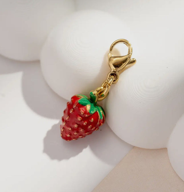 Charm Fraise rouge - Doré