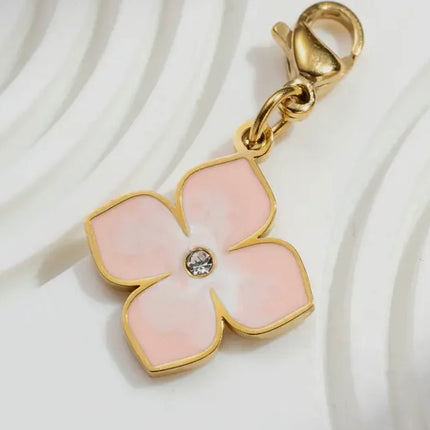 Charm Fleur Rose - Doré