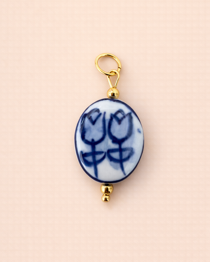Charm Tulipe Blue - Doré