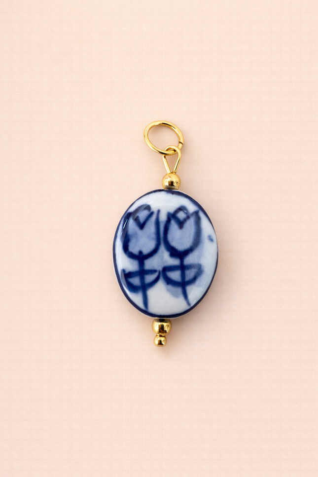 Charm Tulipe Blue - Doré