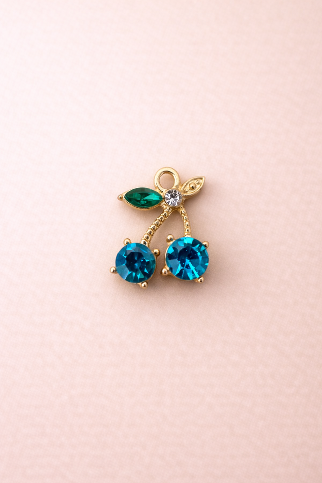 Charm Cerise Strass - Bleu Doré