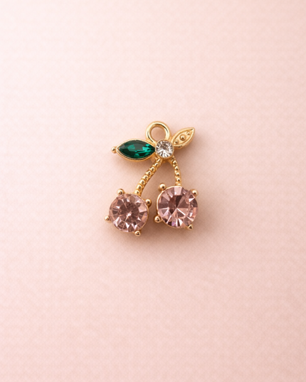 Charm Cerise Strass - Rose Doré