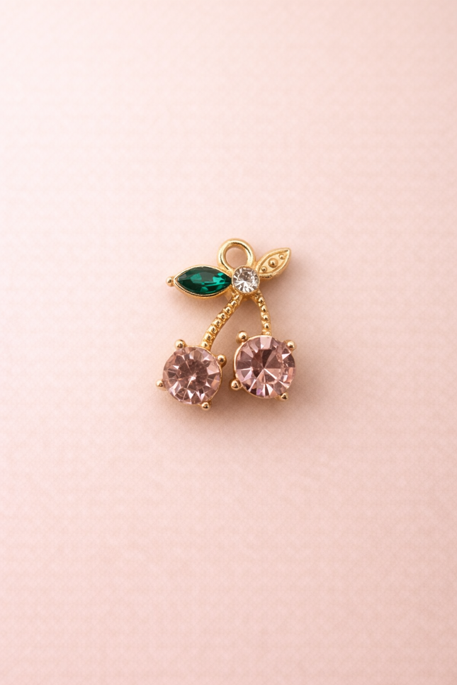 Charm Cerise Strass - Rose Doré