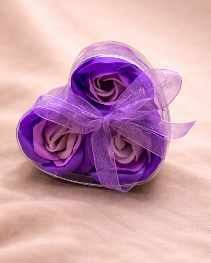 Coeur de fleurs de Savon - Roses Violettes