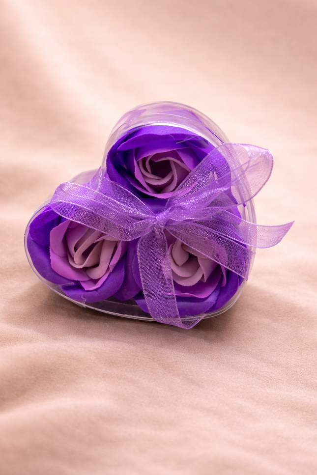 Coeur de fleurs de Savon - Roses Violettes