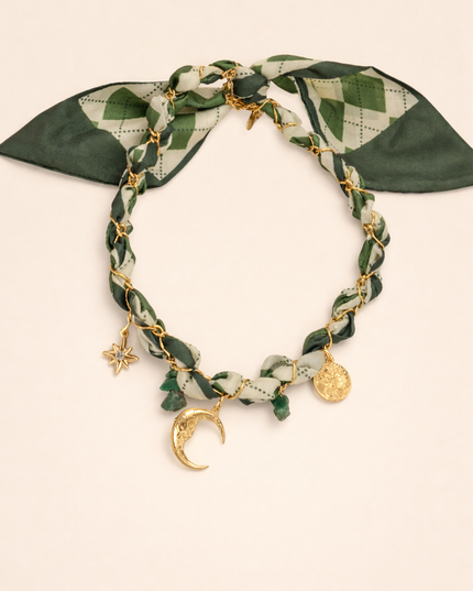 Collier Foulard Lune - Vert olive