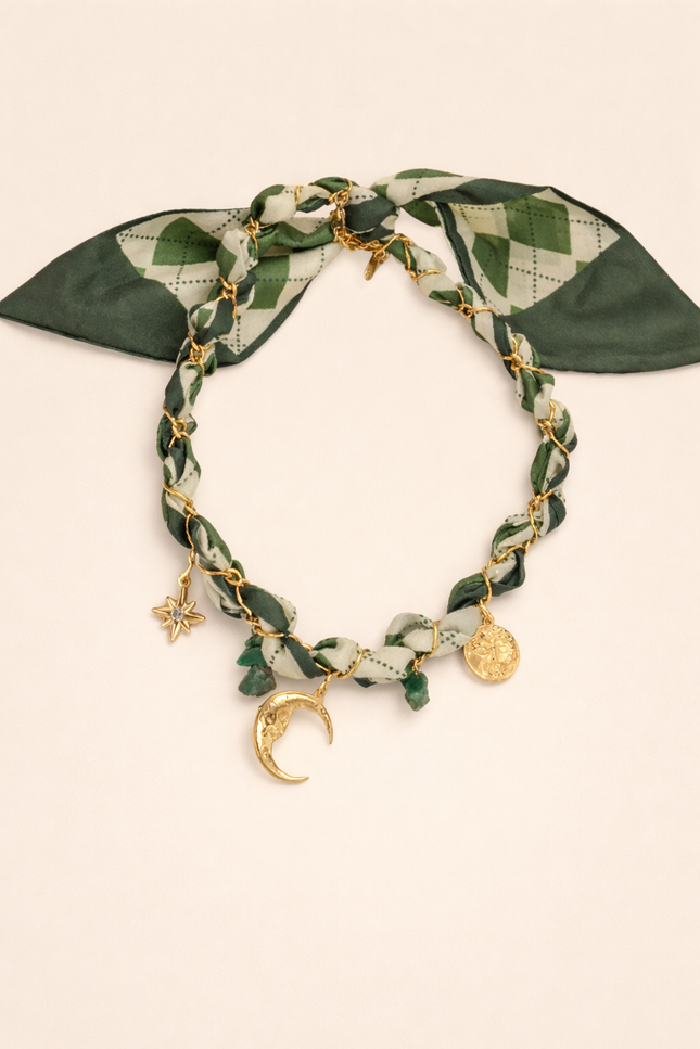 Collier Foulard Lune - Vert olive