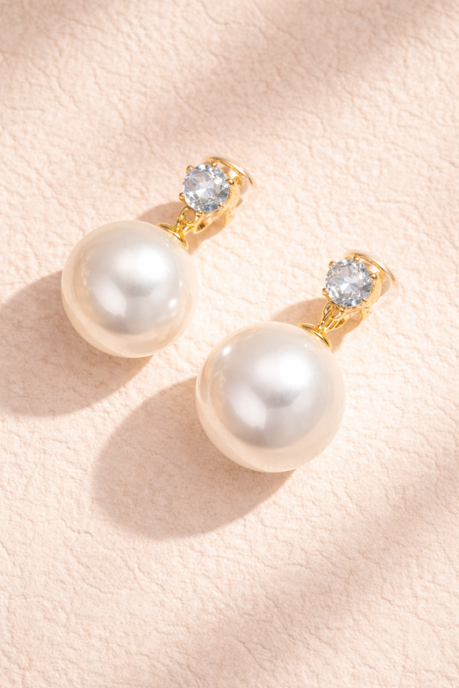 Boucles d’oreilles Clip Perlé  - Doré