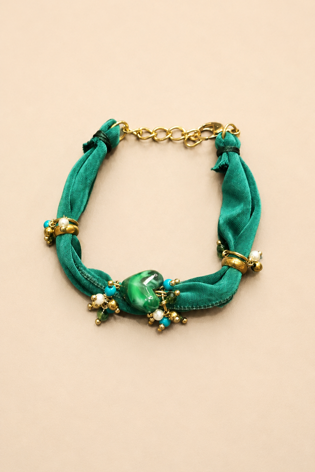 Bracelet Tissia - Doré Vert