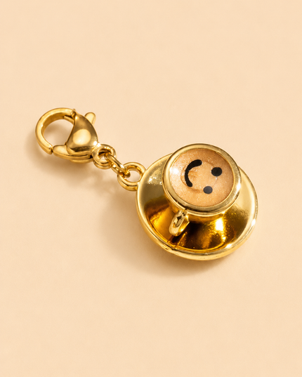 Charm Tasse de café - Doré Smiley