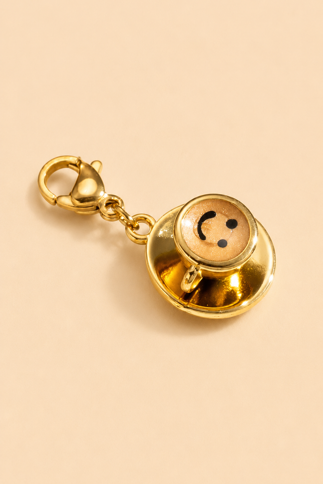 Charm Tasse de café - Doré Smiley