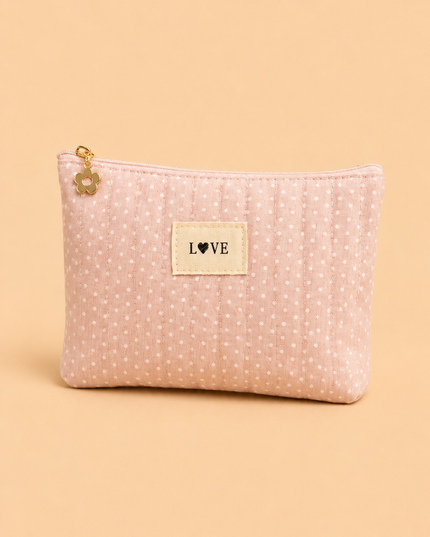 Pochette Love - Rose à pois Blanc
