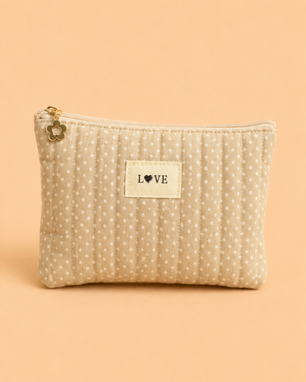 Pochette Love - Beige à pois Blanc