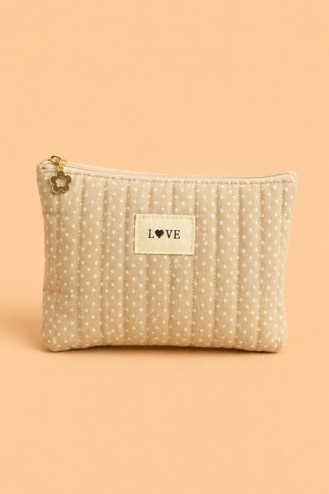 Pochette Love - Beige à pois Blanc