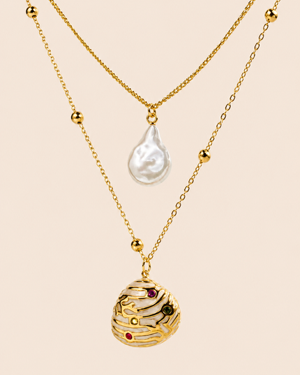 Collier Perle du désert  - doré