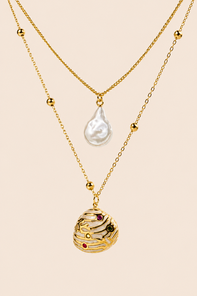 Collier Perle du désert  - doré