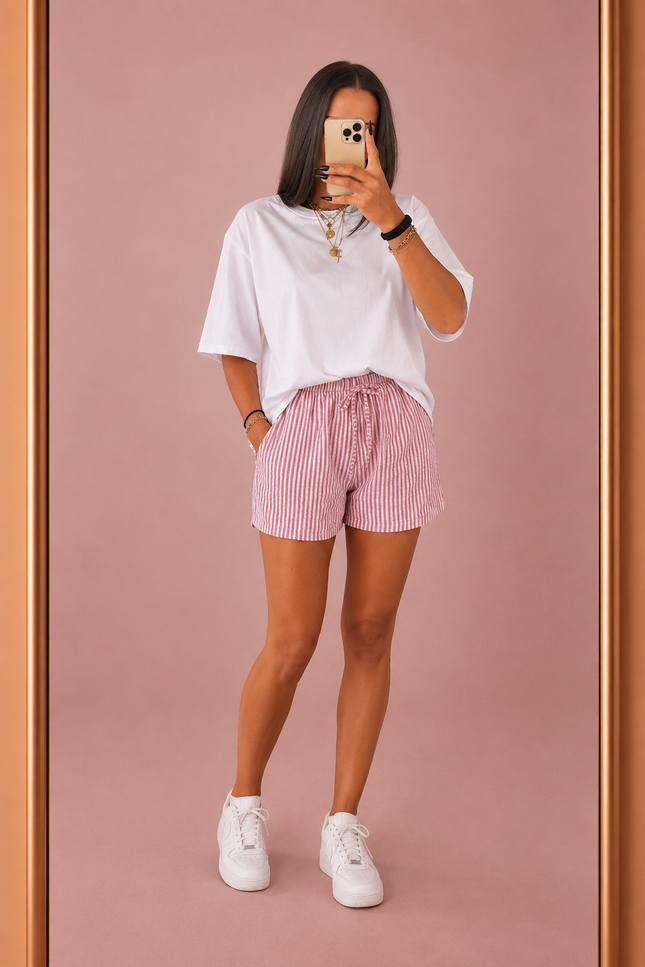 Short rayé - Rose
