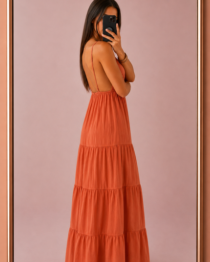 Robe longue Sun - Terracotta