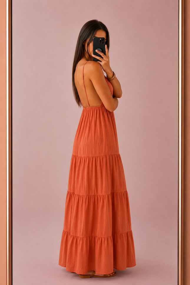 Robe longue Sun - Terracotta