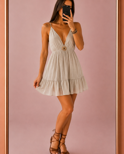 Robe courte Sun - Beige
