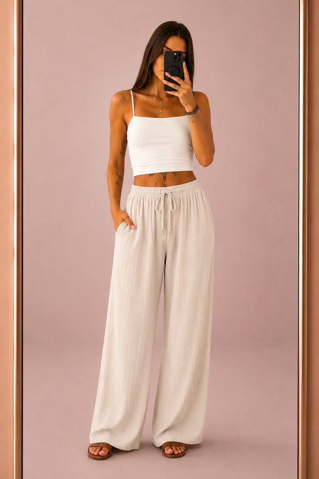 Pantalon gaze de coton - Beige