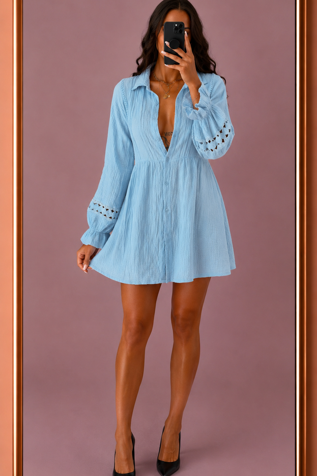 Robe Chemise Dania - Bleu ciel