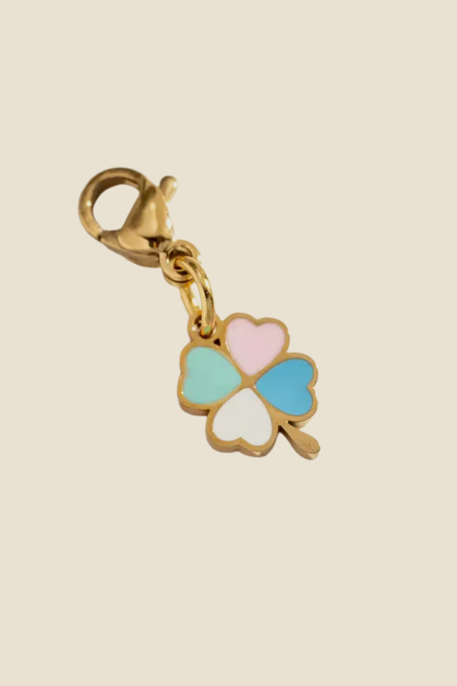 Charm Trèfle coloré - Doré