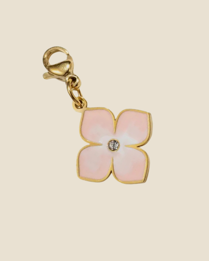 Charm Fleur Rose - Doré