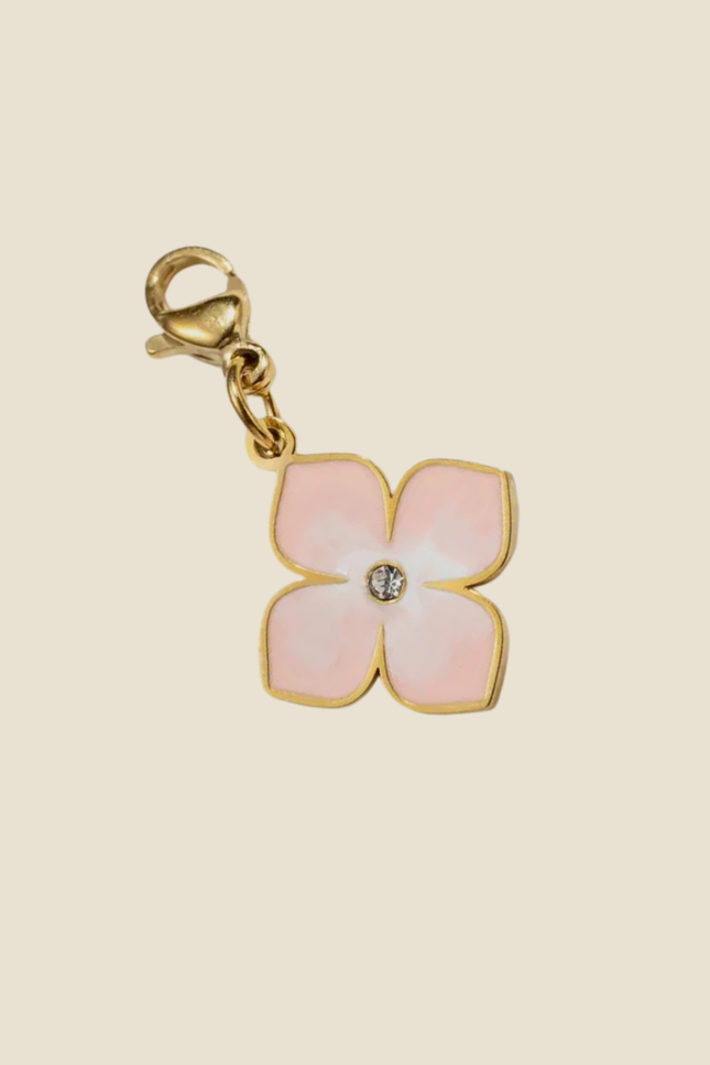 Charm Fleur Rose - Doré