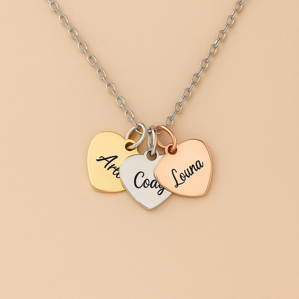 Collier Les 3 Coeurs - Personnalisé