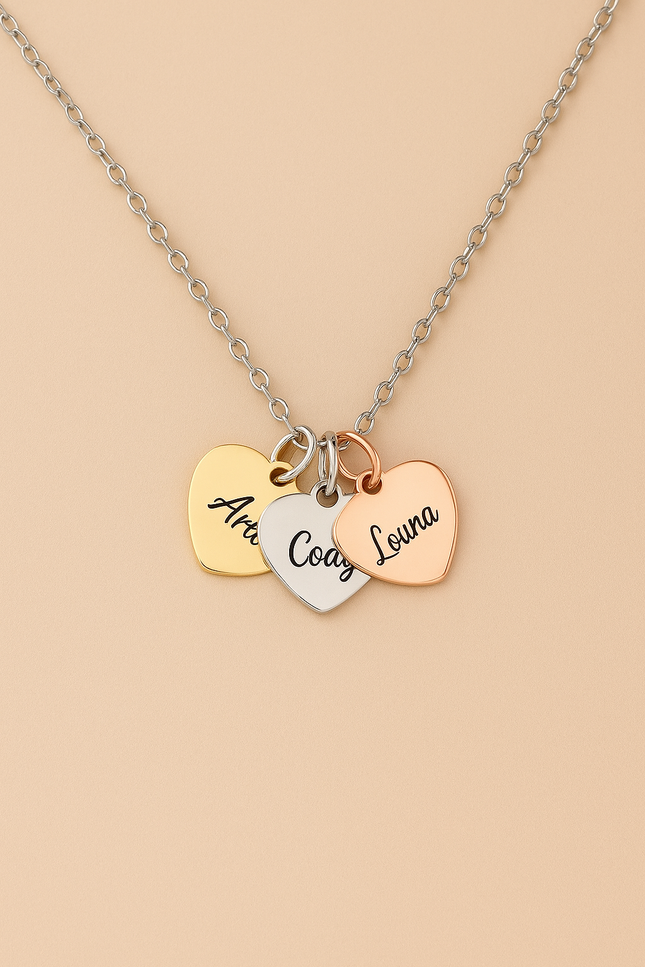 Collier Les 3 Coeurs - Personnalisé