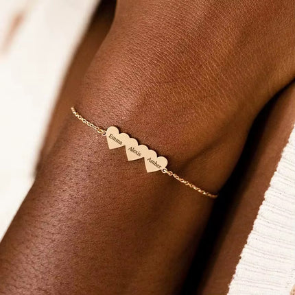 Bracelet 3 Coeurs Name - Personnalisé