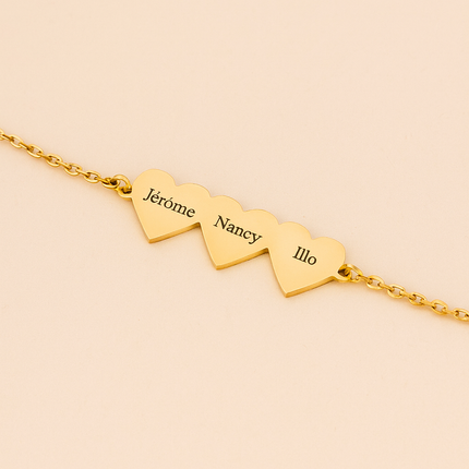 Bracelet 3 Coeurs Name - Personnalisé