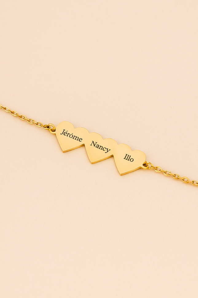Bracelet 3 Coeurs Name - Personnalisé