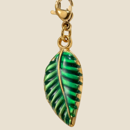 Charm Feuille  - Doré Vert