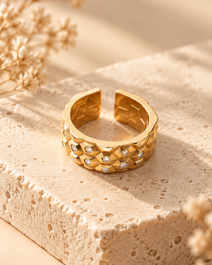 Bague Diamantée  - Dorée