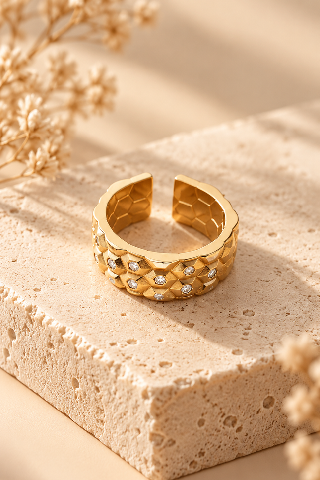 Bague Diamantée  - Dorée