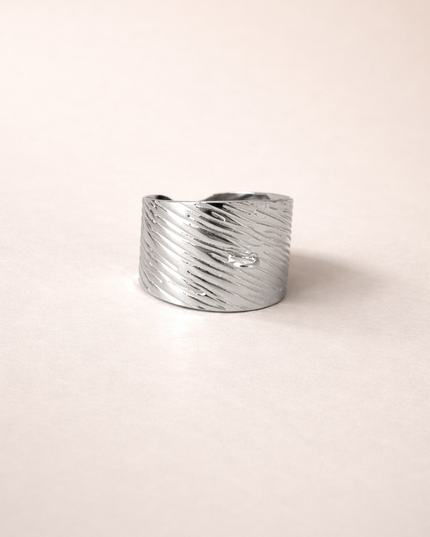 Bague Zebrée pour charms  - Argentée