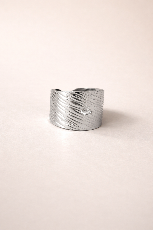 Bague Zebrée pour charms  - Argentée