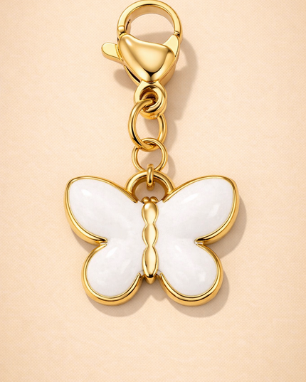 Charm Papillon Blanc - Doré