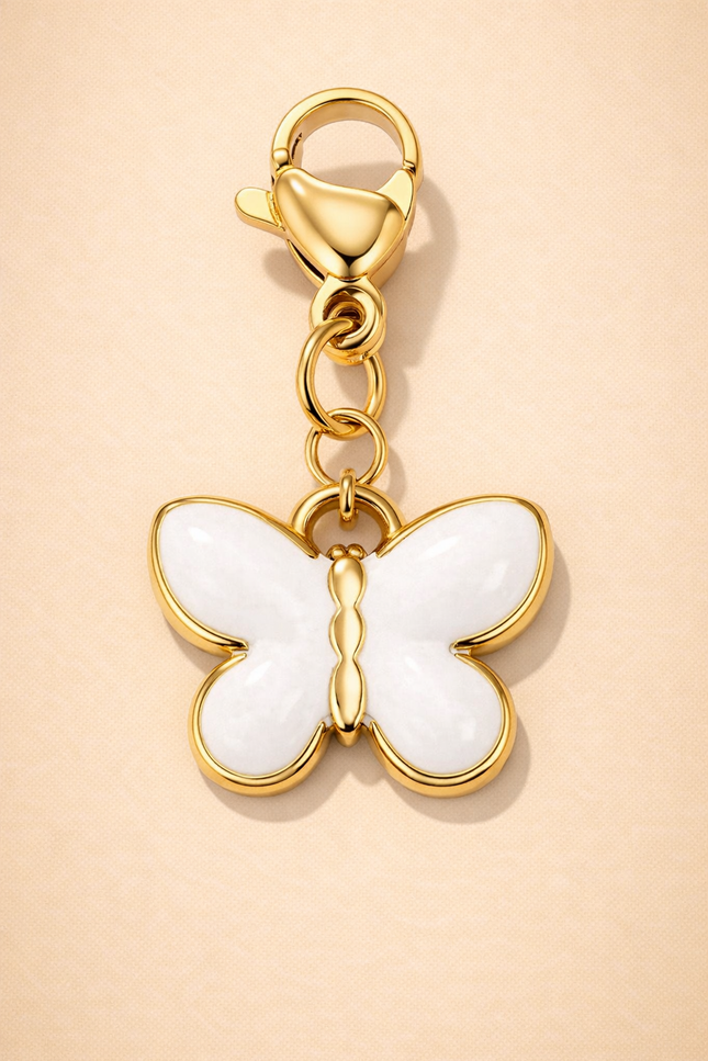 Charm Papillon Blanc - Doré