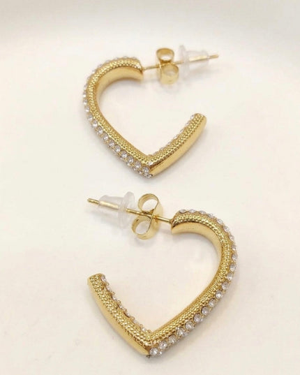 Boucles d’oreilles Cœur de Crystal  - Dorée