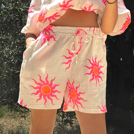 Short imprimé Soleil - Fuchsia